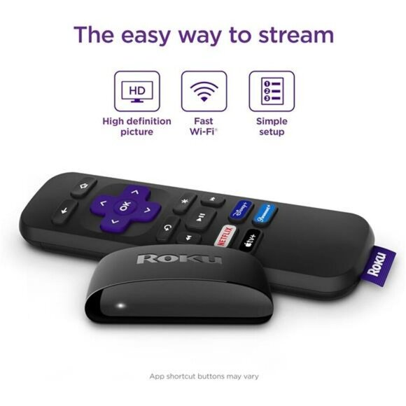 HD Roku Streaming Device with Standard Remote (no TV controls), Free & Live TV - Picture 3 of 7